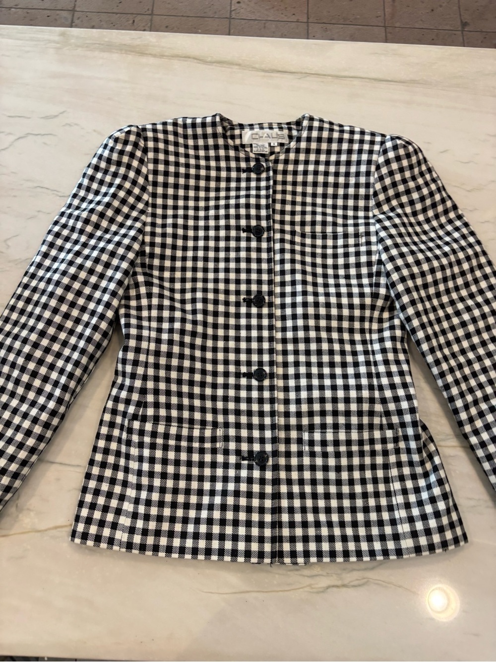 Chaus Vintage Black and White Gingham Blazer size 4
